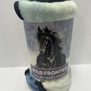 Wild Frontier Wilderness Horse Plush Throw Blanket 50X 60"